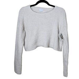 LA HEARTS Nubby Chunky Tan Cream Crew Neck Sweater Cropped Size Small